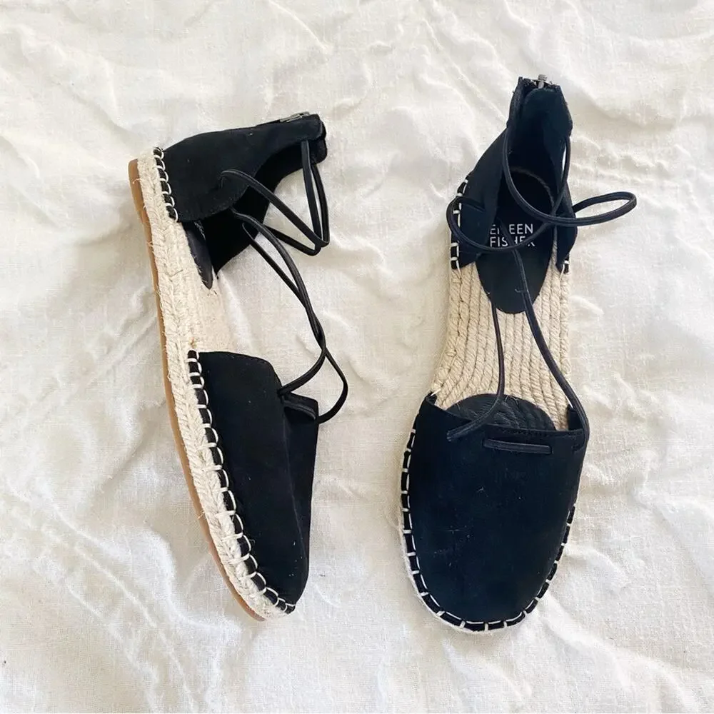 Eileen fisher Lace Leather Espadrille Size 5.5 New $155